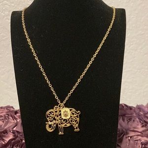 Fashion Jewelry Gold Tone 33inch chain with 1.5” cut out Elephant